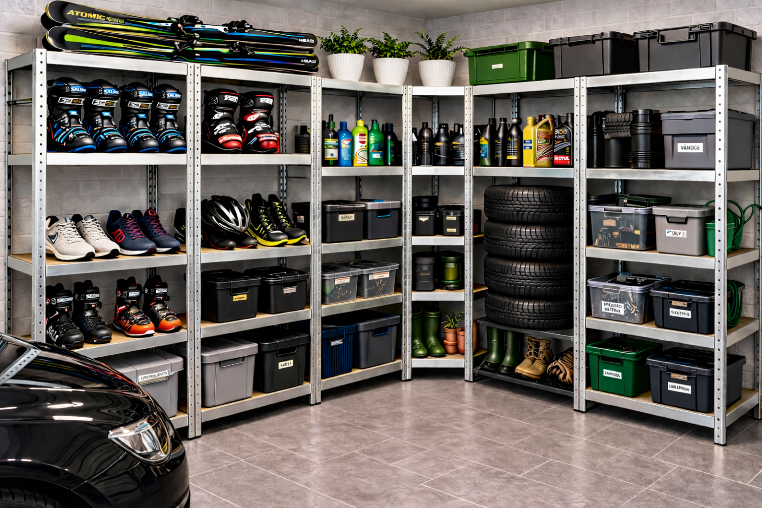 Regály do garáže v sestavě